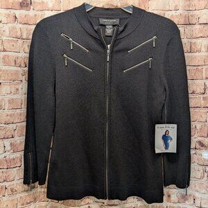 Cable & Gauge Sweater Jacket Zip Up BLACK Size Small NWT